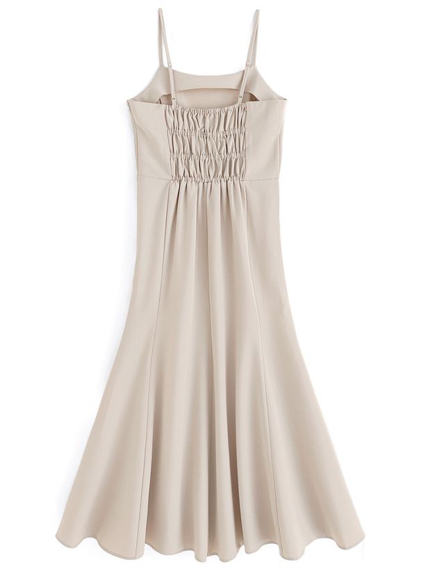 日本 GRL - 顯瘦剪裁魚尾吊帶裙-淺米杏