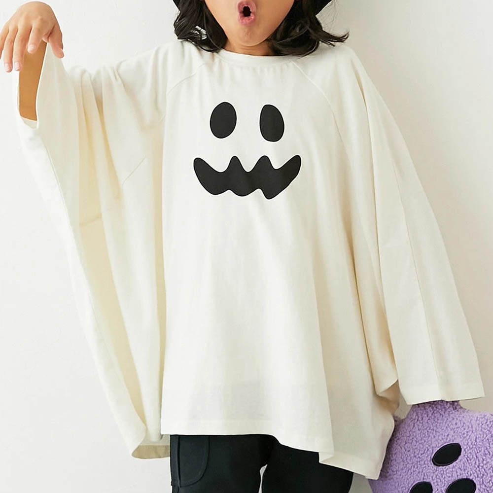萬聖節 廓形寬版造型上衣-小幽靈-白