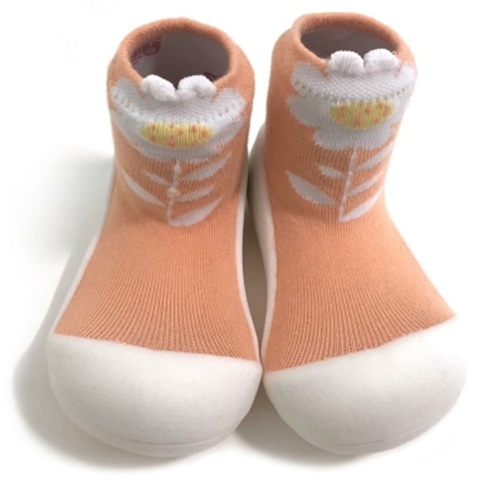 韓國 Attipas - 襪型學步鞋-粉橘小花