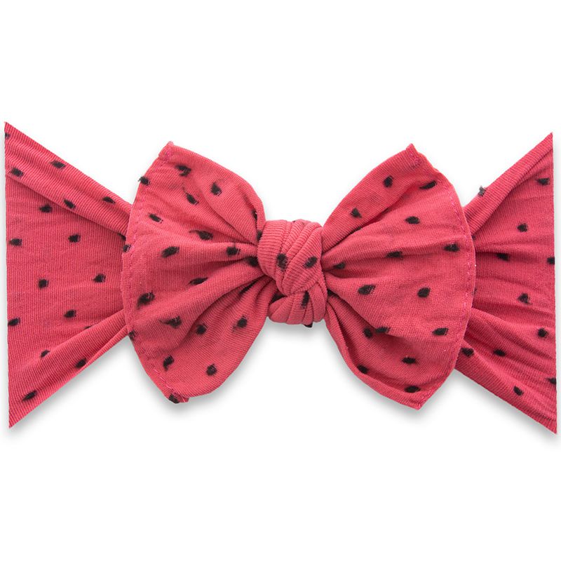 美國baby bling - 純手工超彈/極細緻輕柔/無束縛感蝴蝶結髮帶/髮飾_圓點點款-聖誕紅點點 (0-5歲適用)