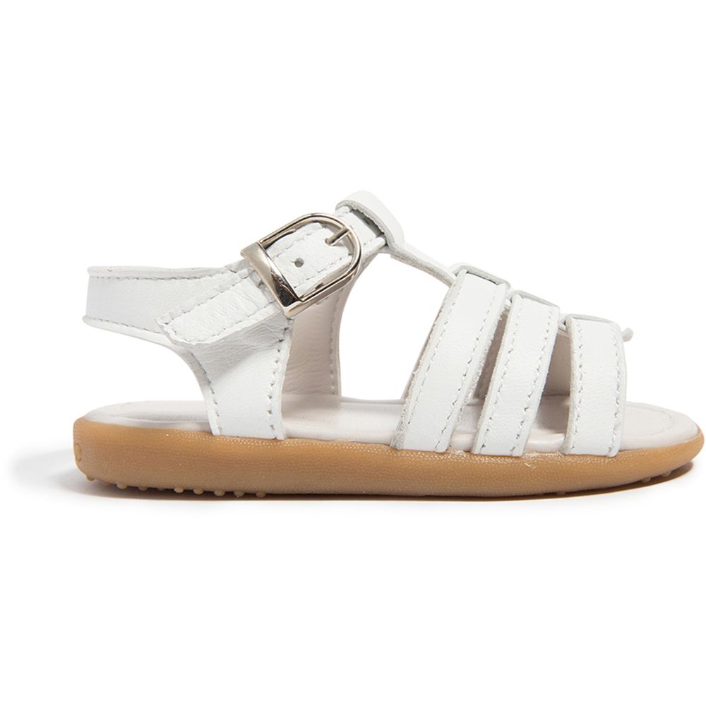 英國 shooshoos - 健康無毒真皮手工涼鞋/童鞋-純白一夏