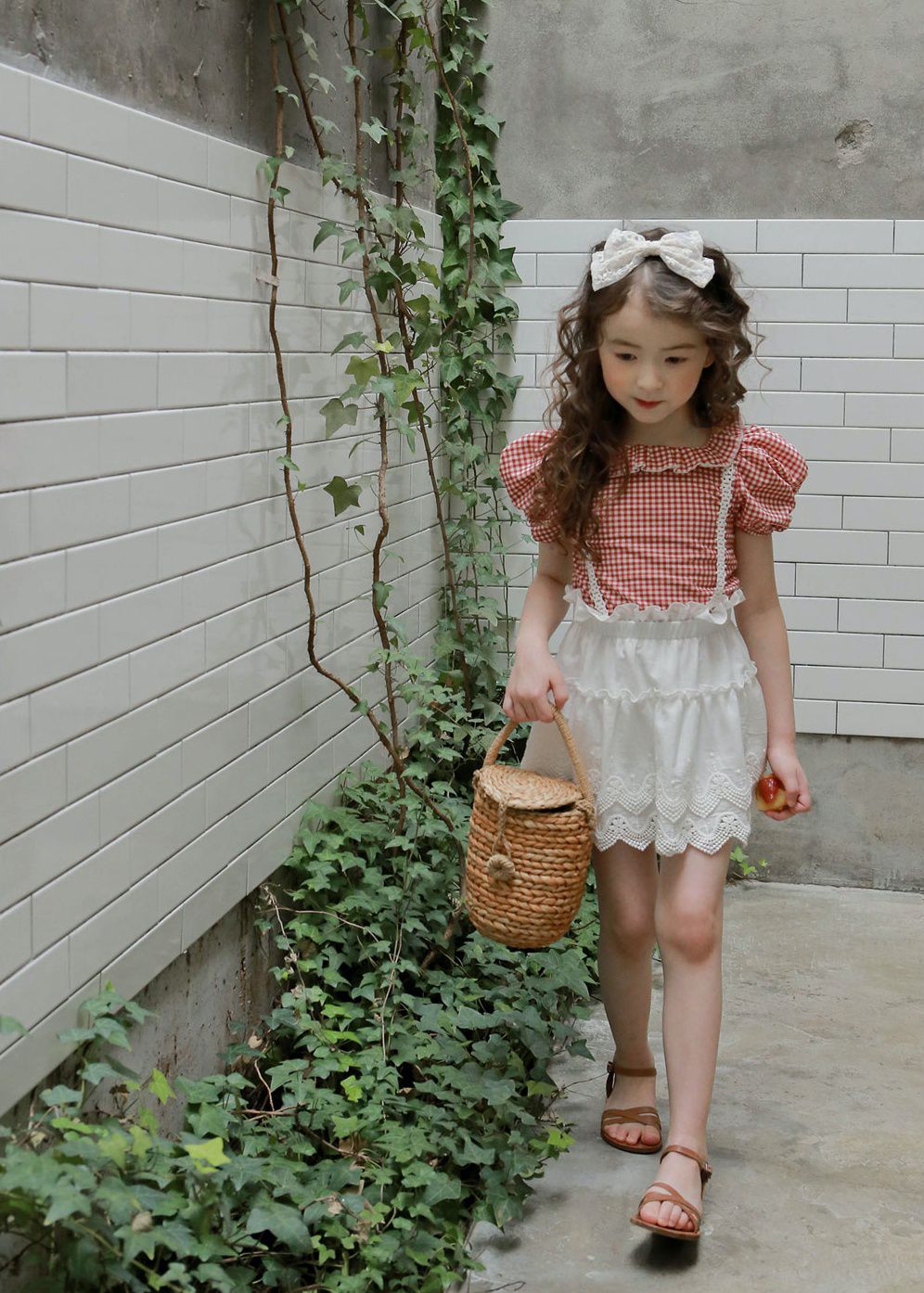 韓國 PuellaFLO - (現省50元)格子精靈套裝-紅上衣X白裙