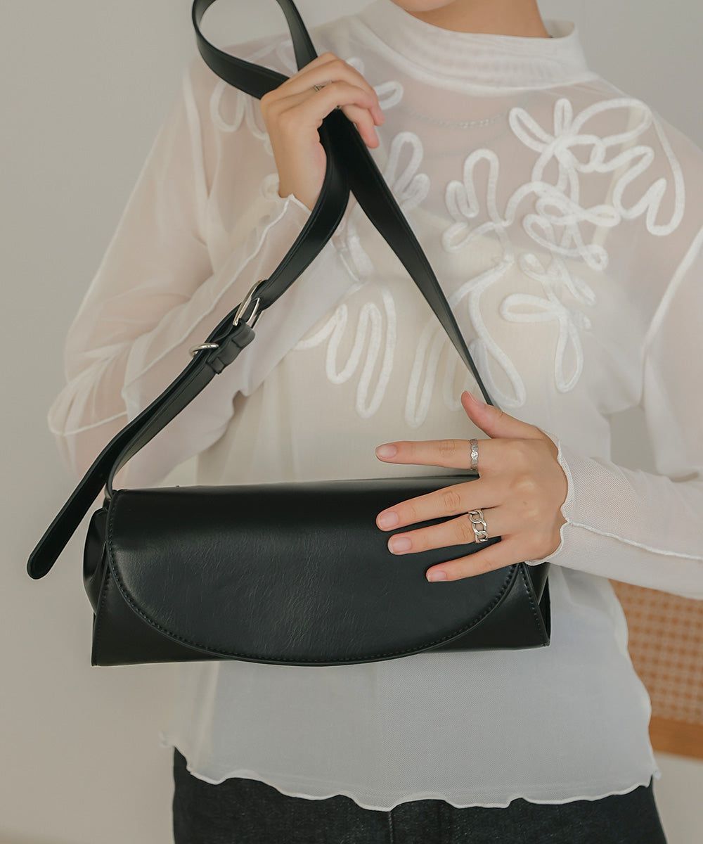 日本 Bab - 簡約皮革法棍小包-黑