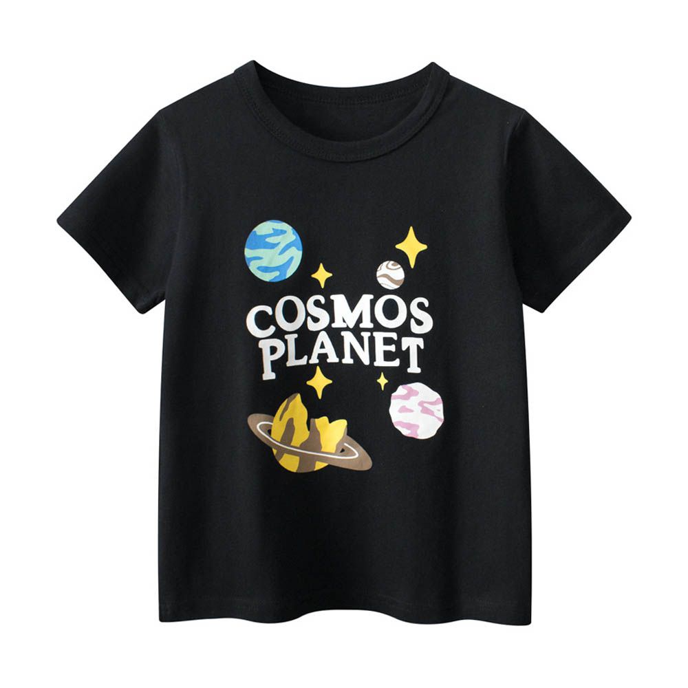 純棉短袖上衣-宇宙行星-黑色