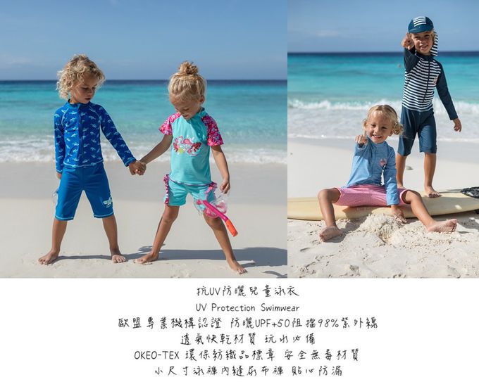 德國Playshoes - 抗UV長袖防曬防寒兒童連身泳裝-獨角獸