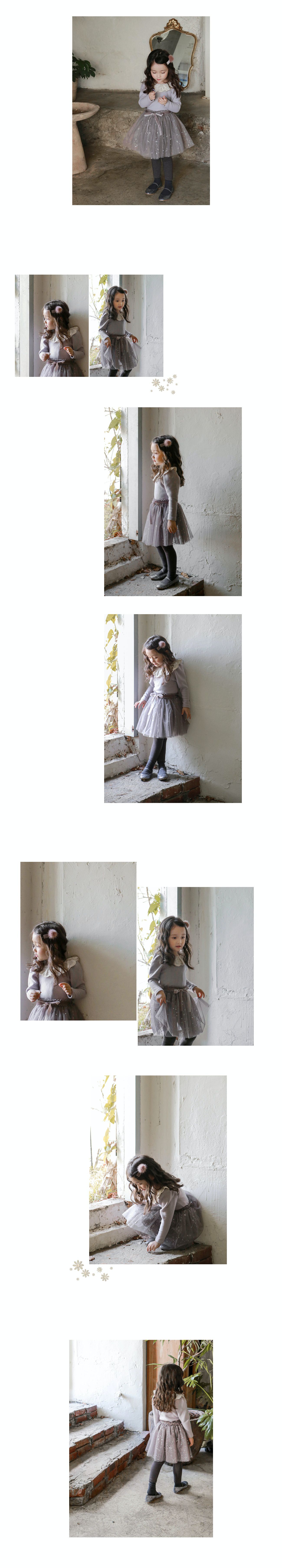 韓國 Puellaflo - (裏起毛)抓皺花瓣蕾絲領公主袖上衣-紫