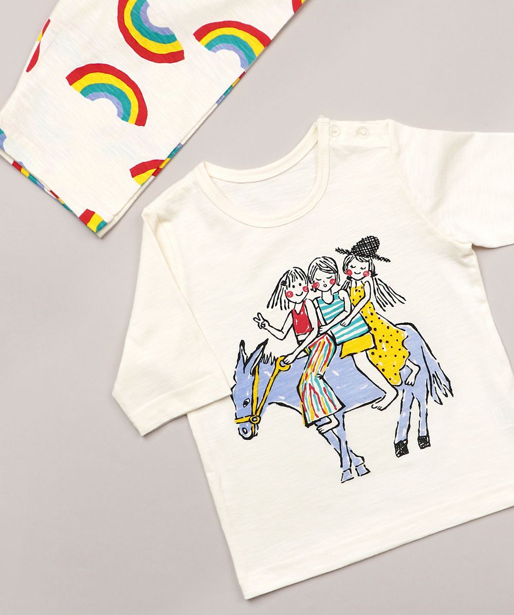 韓國 Mellisse - 韓製莫代爾涼感7分袖家居服-三人騎馬