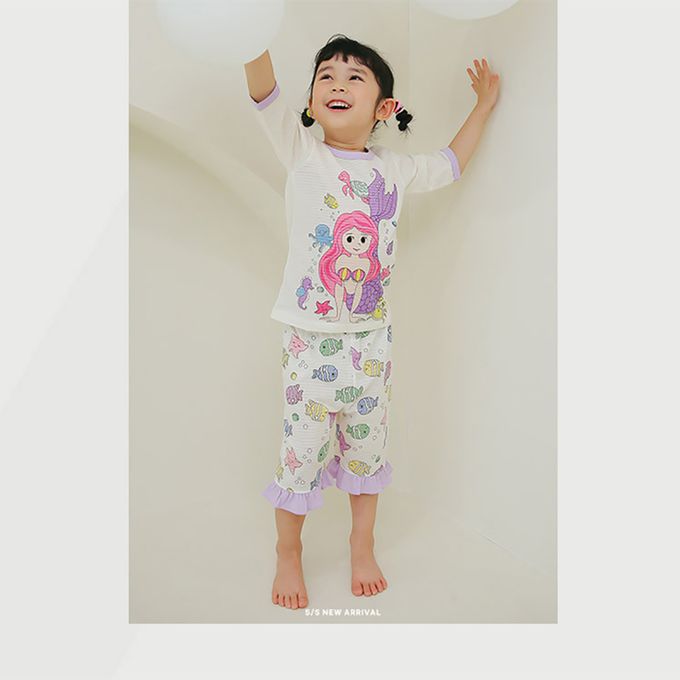 正韓 Puco - 超優質嬰幼兒/兒童七分袖100% 有機純棉家居服/睡衣-美人魚