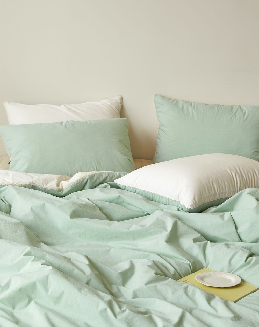 韓國 Maatila - 可水洗雙色高密度60支棉棉被(贈收納袋)-薄荷葉茶