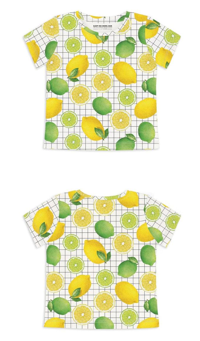 英國 SLEEP NO MORE - 100% 有機棉兒童短袖上衣-檸檬