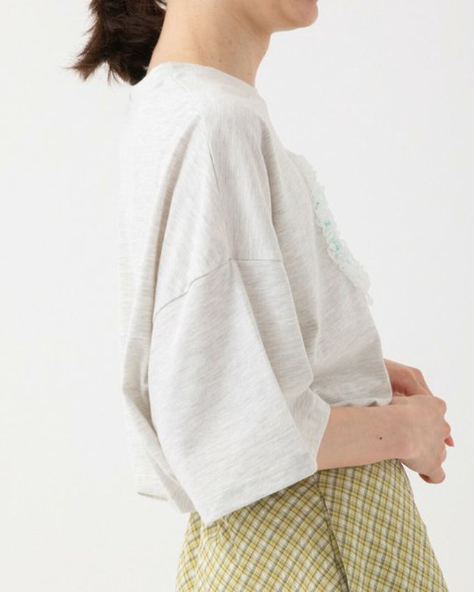 日本 gleam - 厭世貓咪愛心蕾絲寬大風短袖T恤-藍貓-炭黑