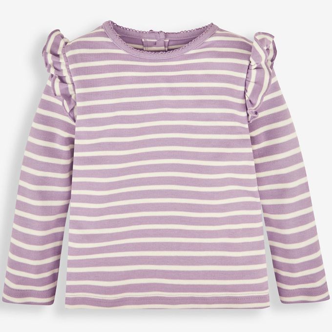 英國 JoJo Maman BeBe - 幼/兒童100%純棉長袖上衣 2 件組(可當內搭)-淺紫碎花