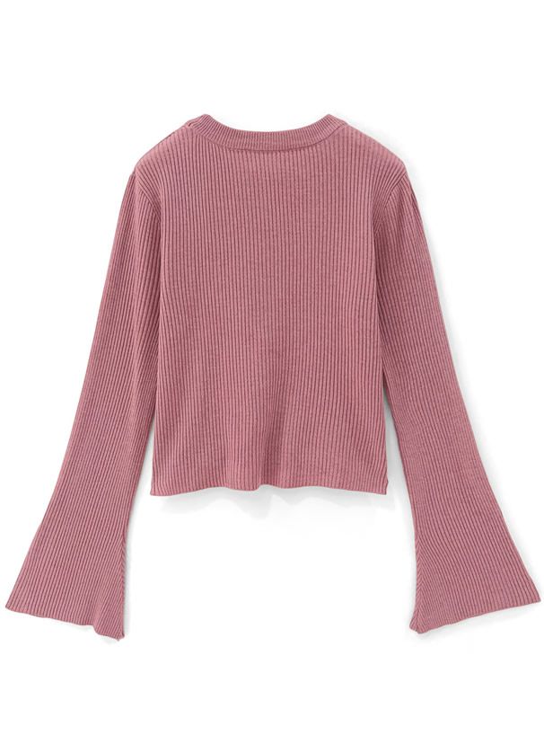 日本 GRL - 時尚開衩袖羅紋長袖上衣-天使白