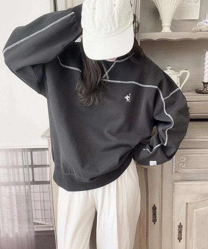 日本 Classical Elf - Java logo刺繡拷克邊圓領大學T-米杏