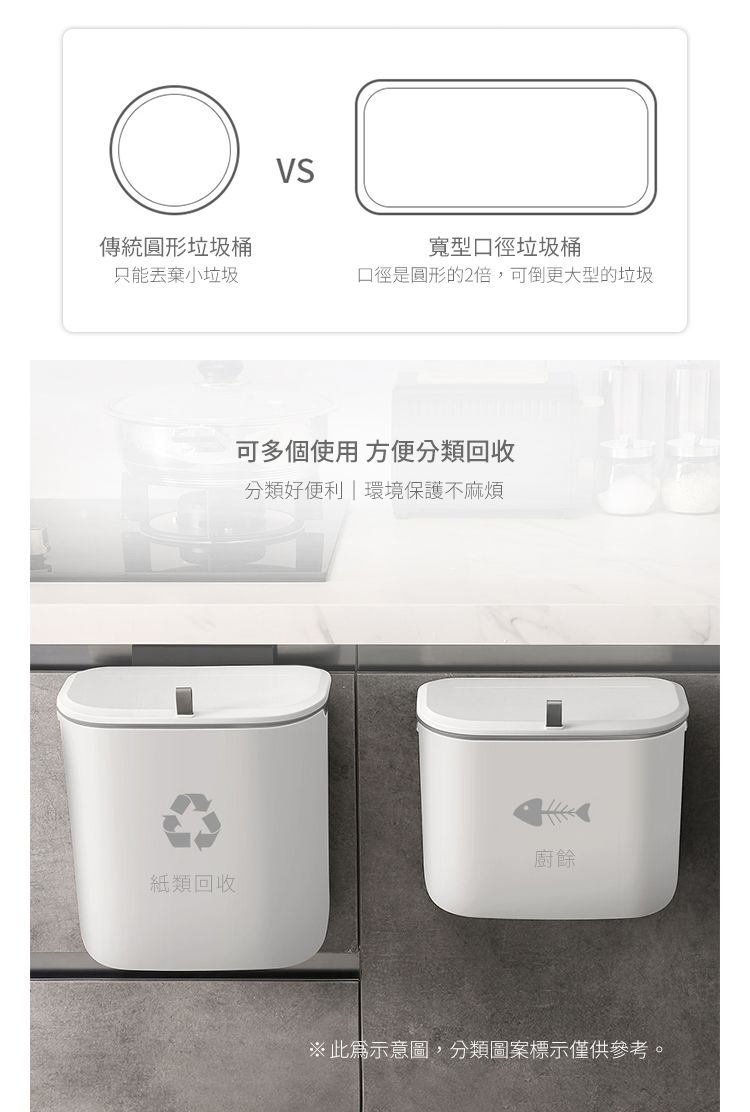 美國 NINESTARS - 免彎腰廚房櫥櫃無痕壁掛滑蓋式垃圾桶 (9L)