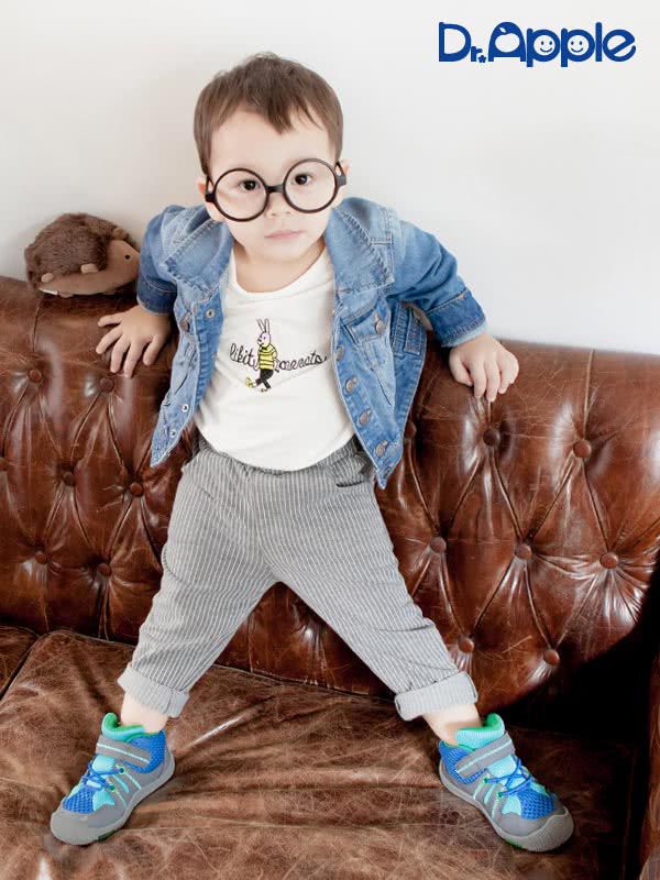 Dr. Apple - 機能童鞋_拼接網布帥氣短筒運動鞋-藍