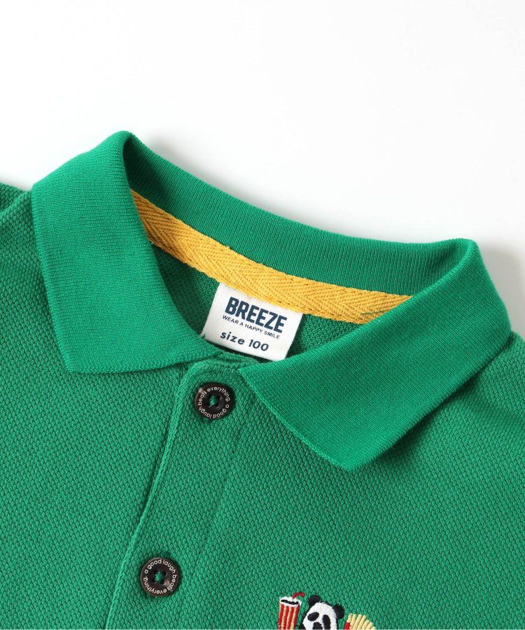 日本 BREEZE - 童趣動物刺繡短袖POLO衫-滑板鴨-深藍