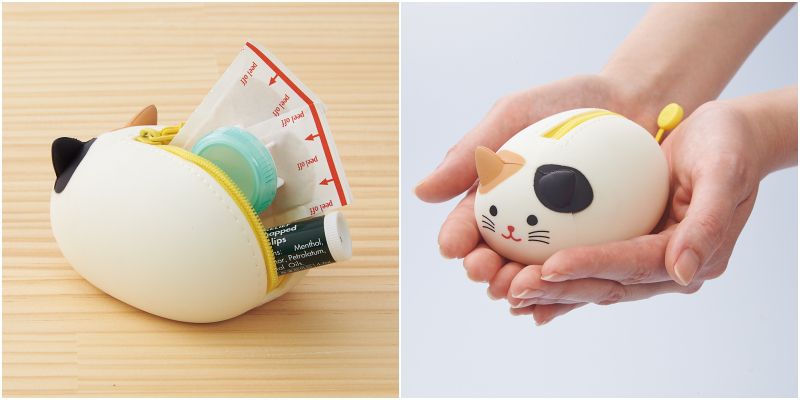 日本文具 LIHIT - 圓筒式胖胖收納包-黑貓 (S(5.5x9.8x6.5cm))