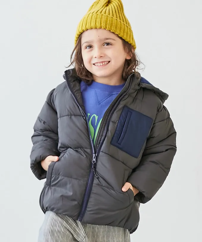 日本 devirock - 輕暖防風配色科技羽絨外套(帽可拆)-焦糖棕