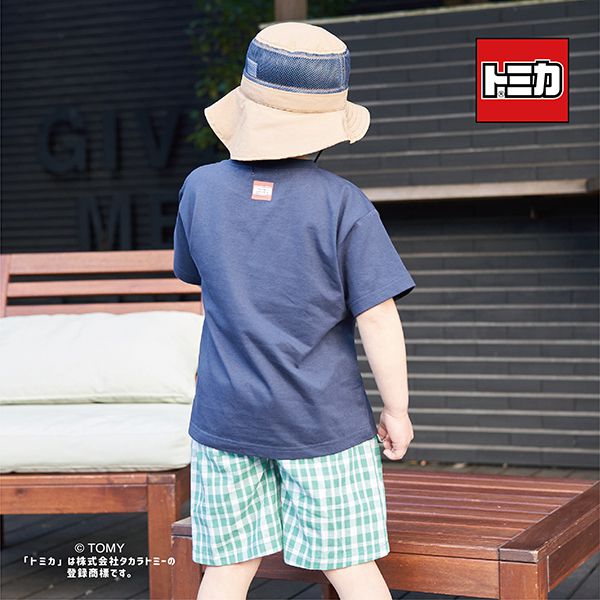 日本 b-ROOM - TOMICA聯名 印花短袖上衣-好多車車-深藍