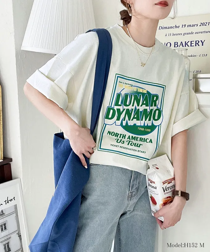 日本 Classical Elf - 100%棉美式復古印花T恤-水藍