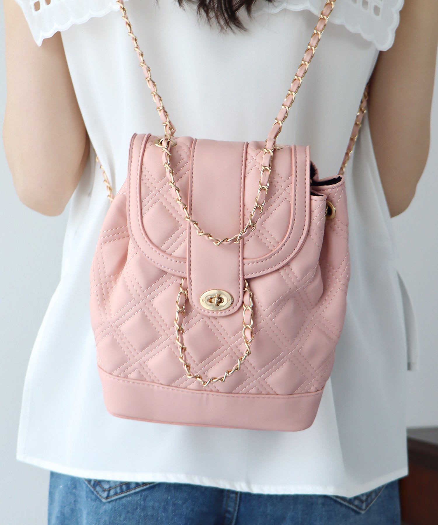 日本 BLUE EAST - 2WAY時尚金屬鍊後背小包-銀