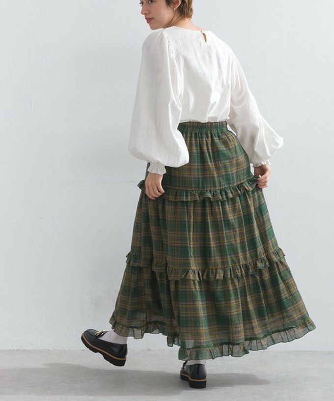 日本 Lupilien - 精緻格紋輕盈感分層俏麗長裙-黑白