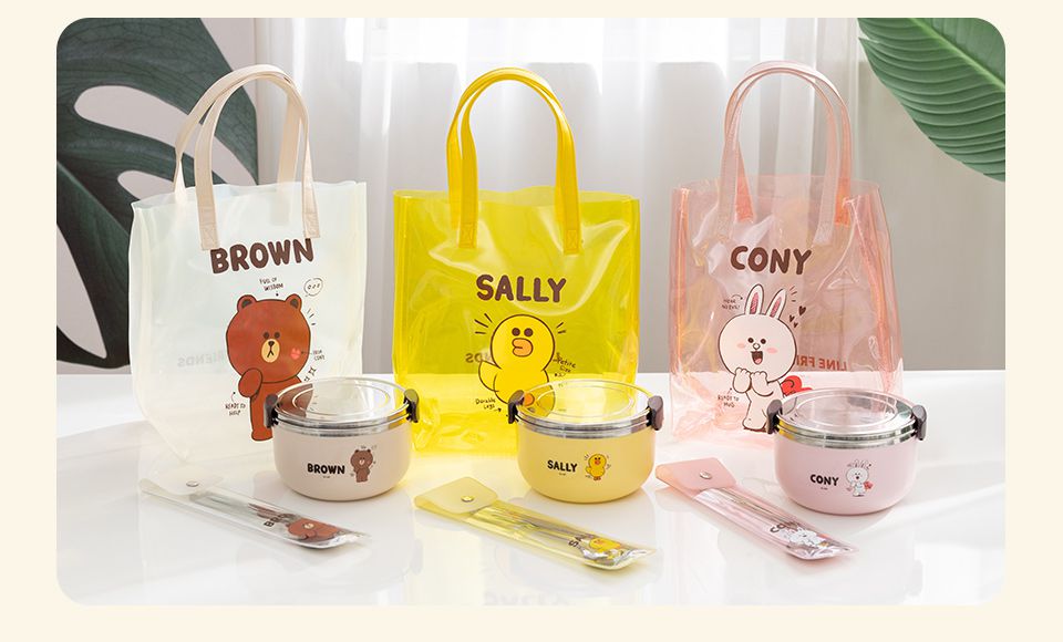 Hiromimi - LINE FRIENDS 雙層隔熱便當盒5件組-熊大