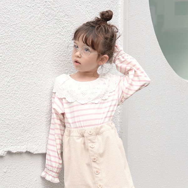 日本 Lycee mine - 大片荷葉蕾絲領束口長袖上衣-薰衣草