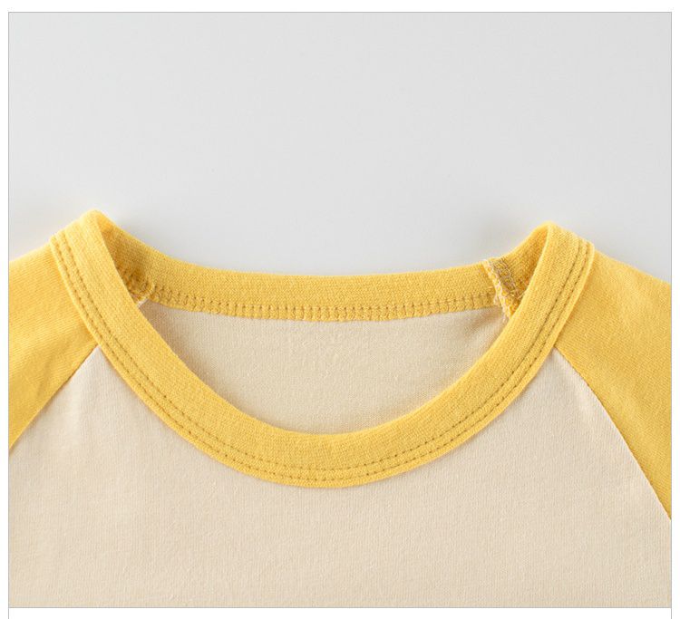 純棉圓領薄長袖上衣-繽紛熊熊-杏+黃