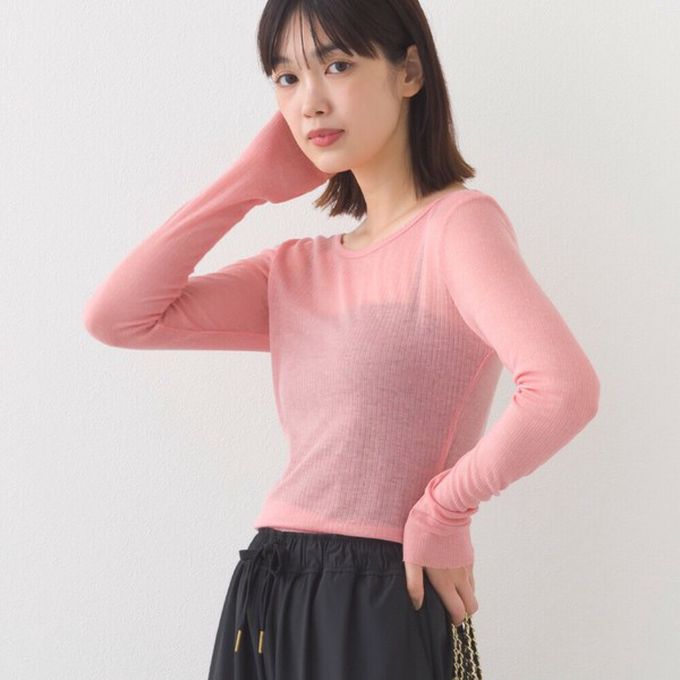 日本 OMNES - 大圓領優美透膚合身薄上衣-白