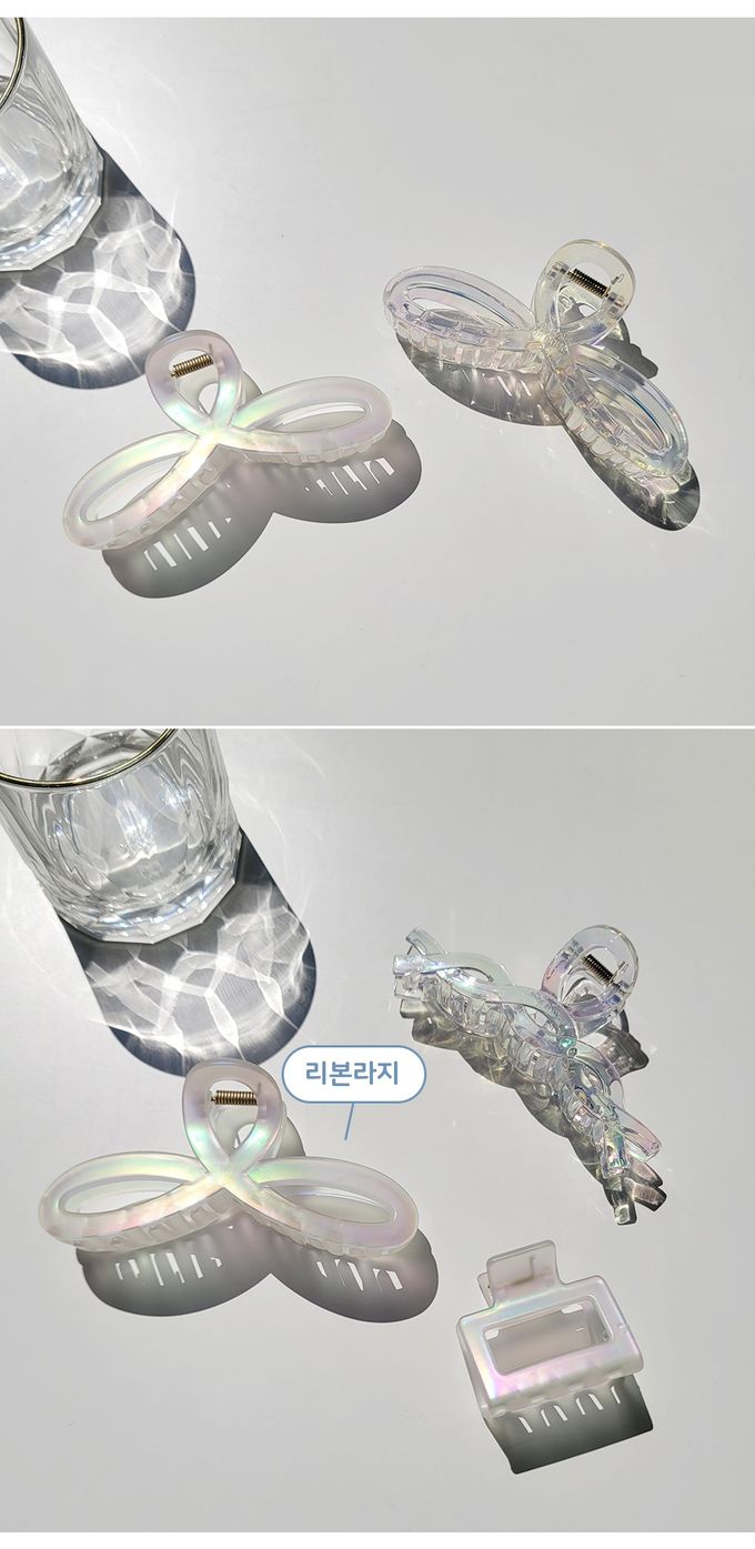 韓國 Soo&Soo - 歐若拉炫光髮夾-蝴蝶結-透明