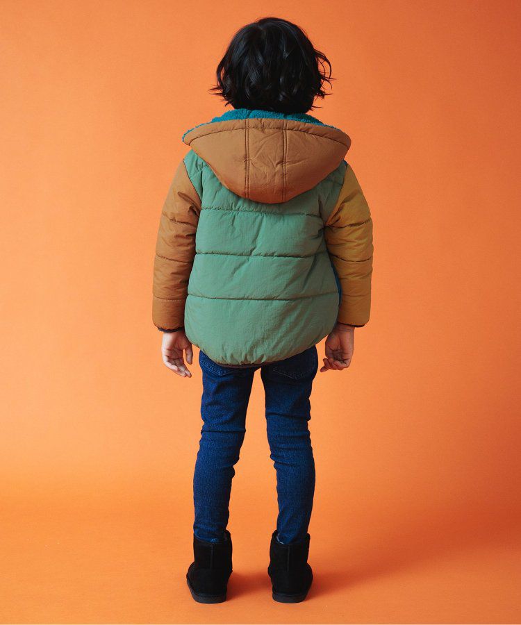 日本 BREEZE - [雙面穿]絨毛鋪棉繽紛保暖外套-黑系&迷彩