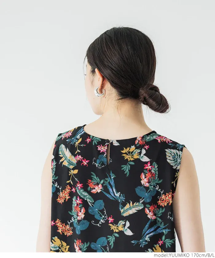 日本 COCA - 海島風情印花無袖洋裝-繽紛