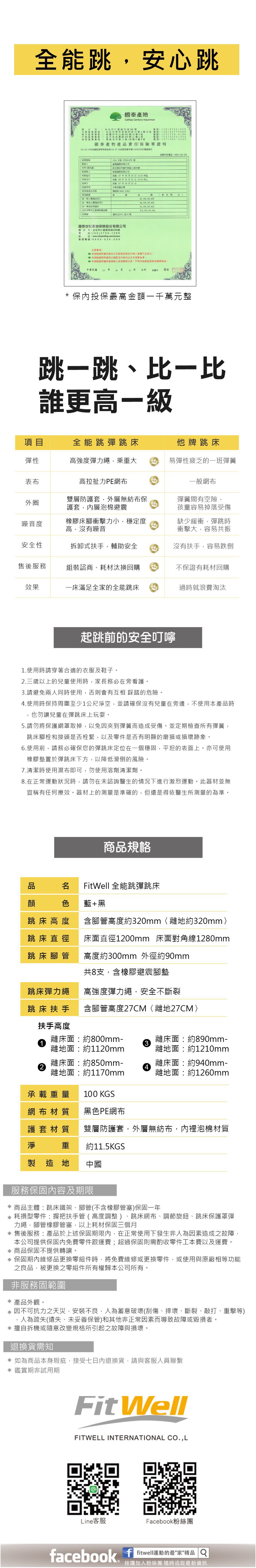 Fitwell - 53吋(八角)全能跳彈跳床