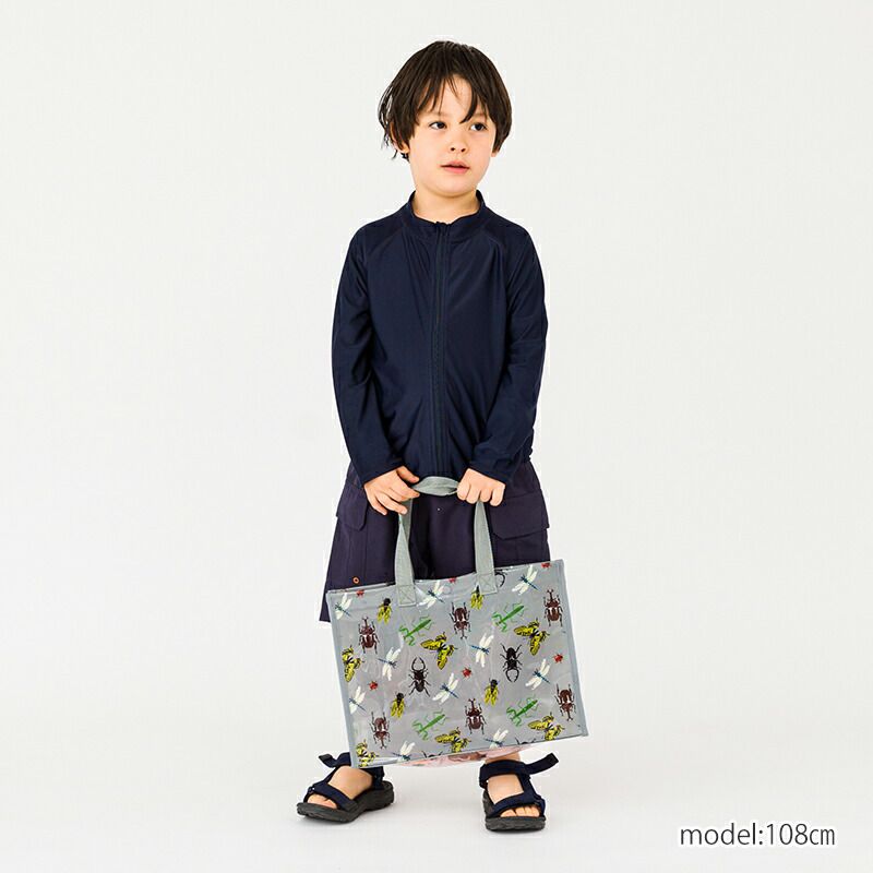 日本 ZOOLAND - 防水PVC手提袋/游泳包-F鯨鯊兄弟-深藍 (25x34x11cm)