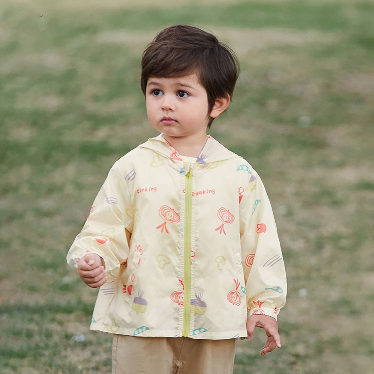 純棉薄款連帽外套-滿版小洋蔥-粉色