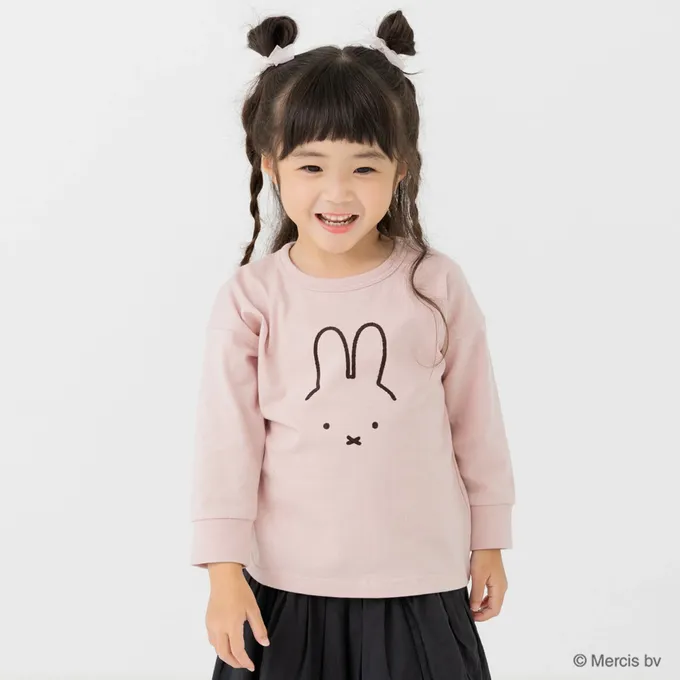 日本 Chil2 - 限定聯名 米飛兔印花長袖上衣-立體刺繡-粉紅