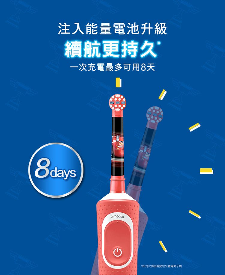 德國百靈 Oral-B - 充電式兒童電動牙刷D100-KIDS-(Cars)+刷頭組2支