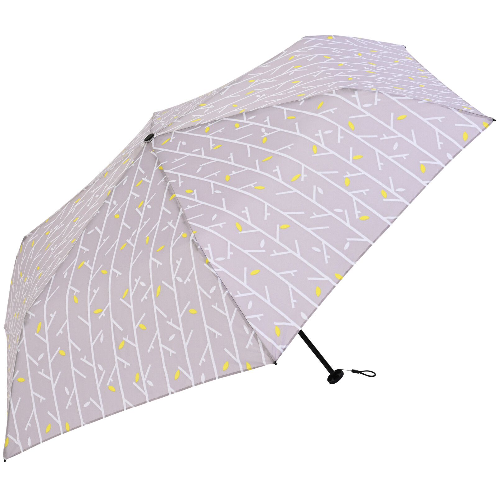 日本 nifty colors - 抗UV輕量 晴雨兩用折疊傘-春意枝枒-淺灰 (直徑98cm/131g)-93.60%