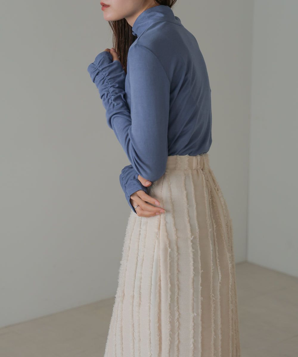 日本 Bab - 2WAY立領排扣薄長袖上衣-淺綠