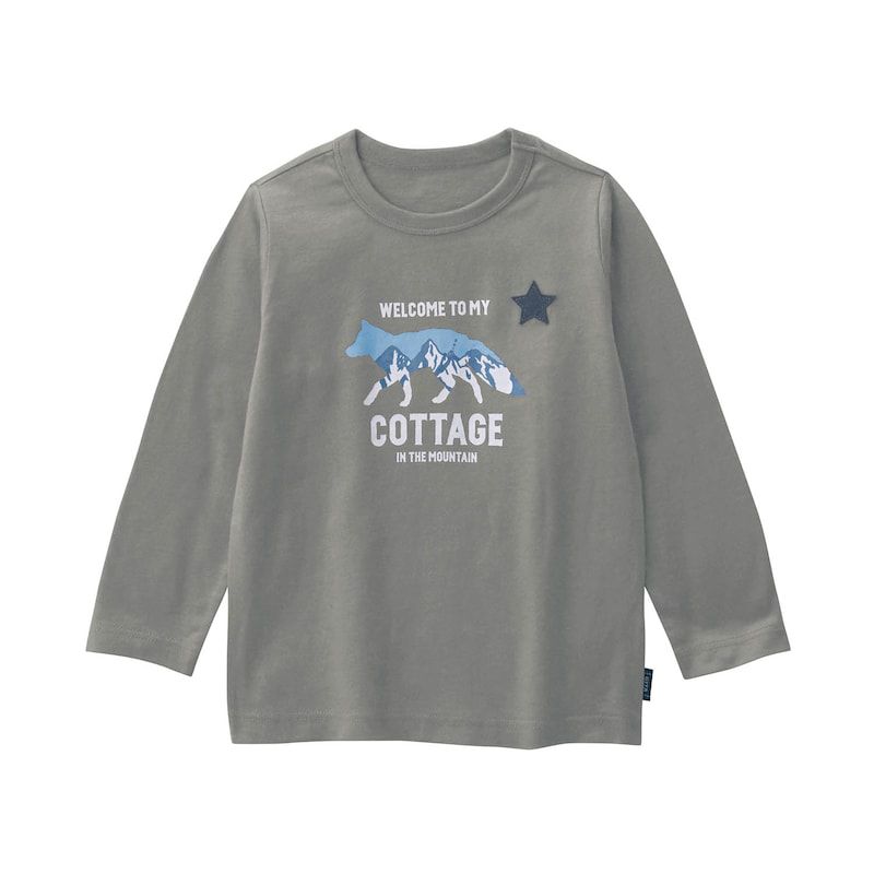 日本千趣會 - GITA 純棉印花長袖上衣-星星-棕灰