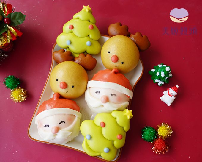 美姬饅頭 - 聖誕節鮮乳造型饅頭-35g/顆*6入裝