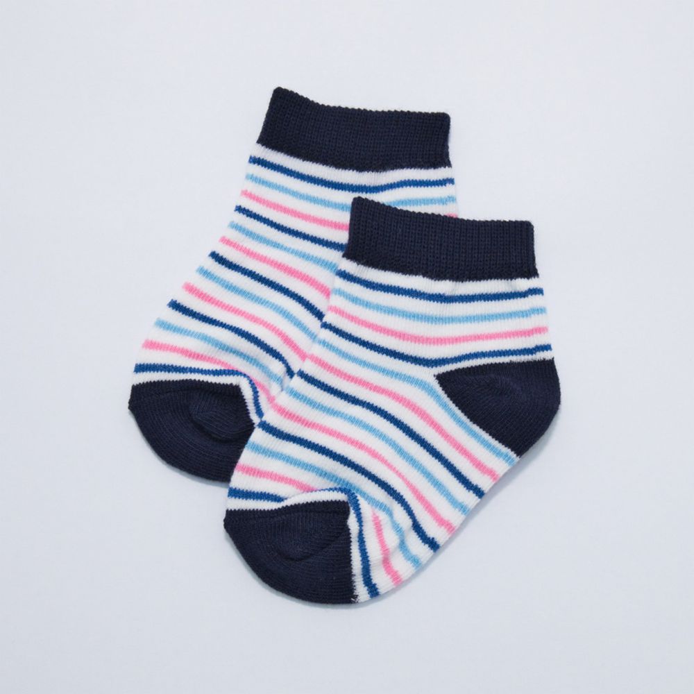 akachan honpo - 短襪-粉藍橫紋-藍色