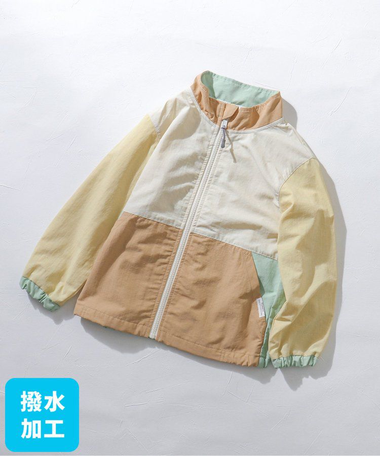 日本 apres les cours - 潑水加工 輕量印花風衣外套-撞色-藍棕系