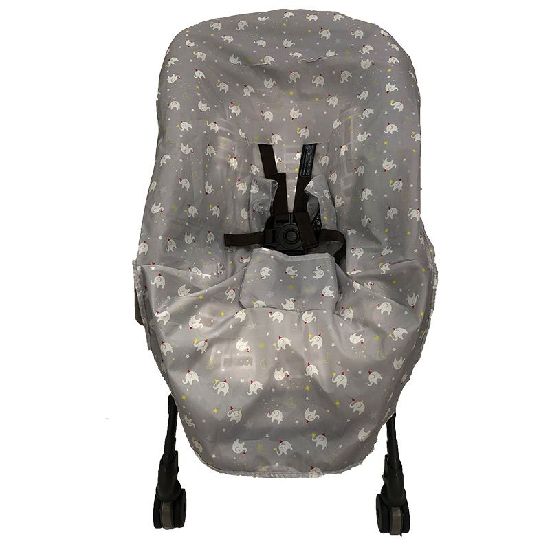 akachan honpo - angelette安撫餐椅搖床用防汙墊-灰色大象-深灰色 (74×107cm)