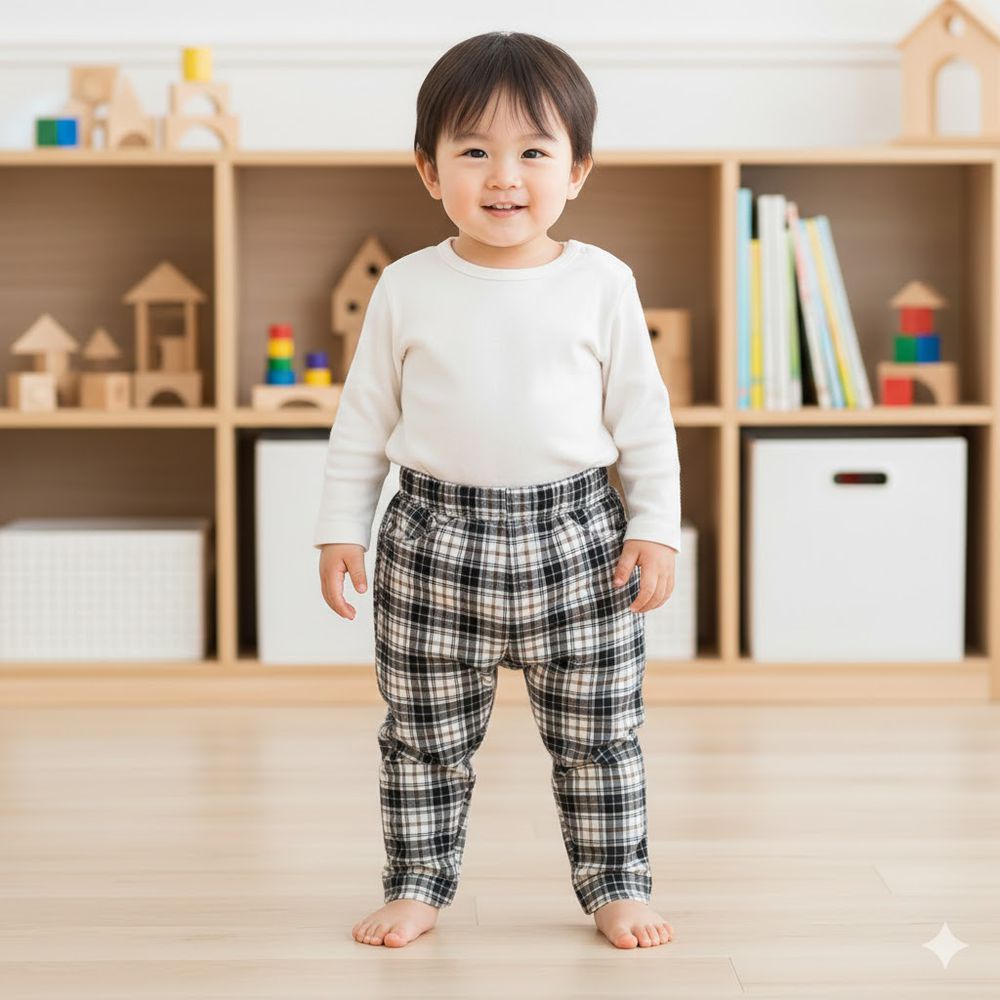 10分經典褲 刷毛內裡-一般合身款 花紋-淺卡其色