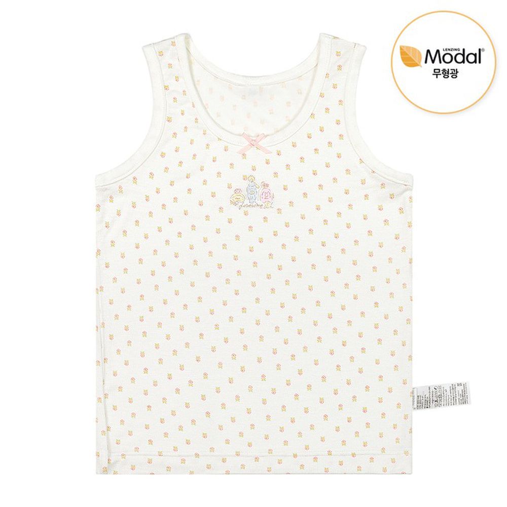 莫代爾親膚絲滑背心內衣(女寶)-玻璃瓶花朵-米