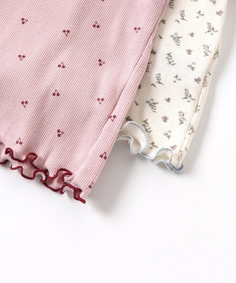 日本 apres les cours - 浪漫滾邊設計羅紋短袖上衣-卡其