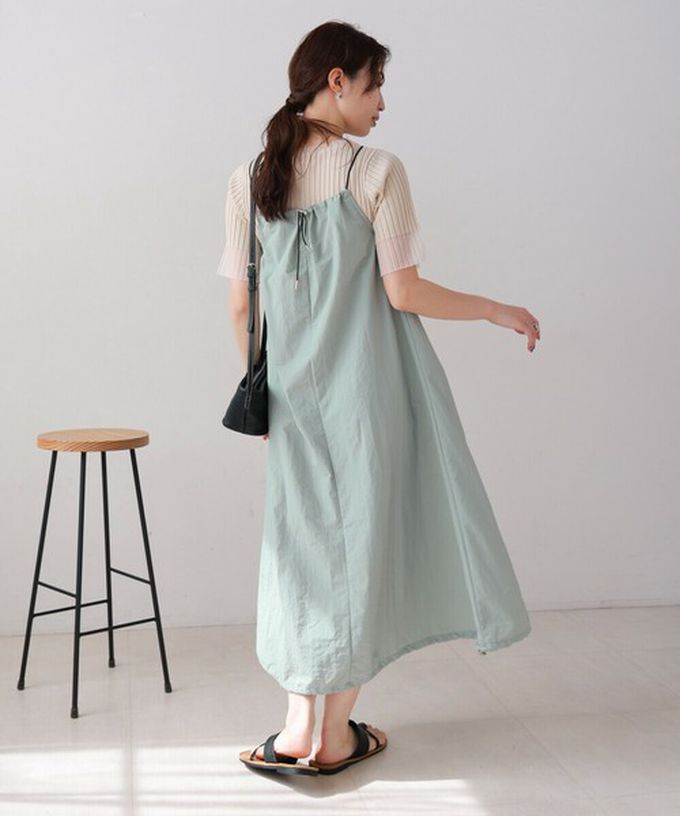 日本 Bab - 下擺澎澎氣球尼龍吊帶洋裝-深灰